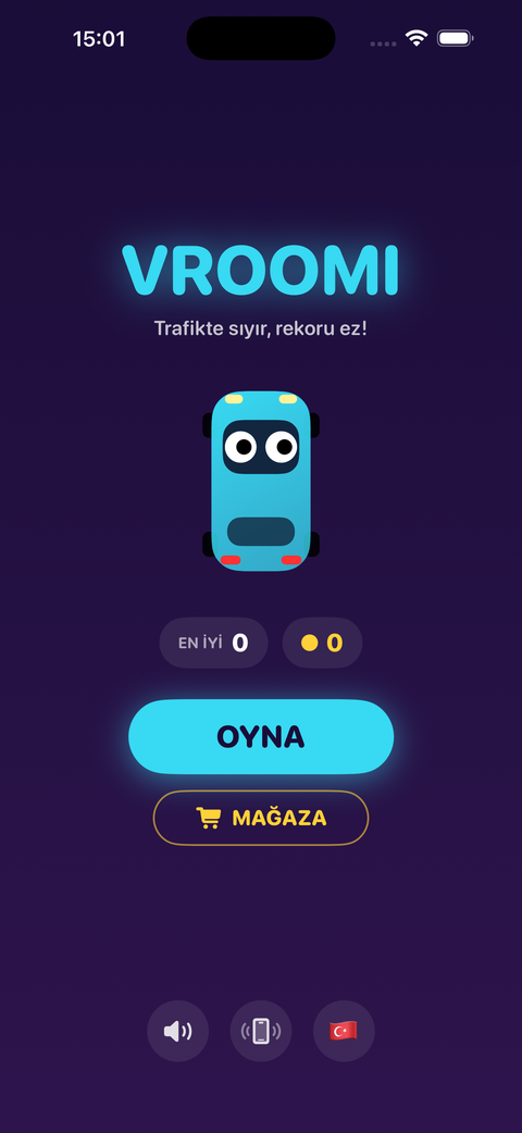Vroomi ana menü